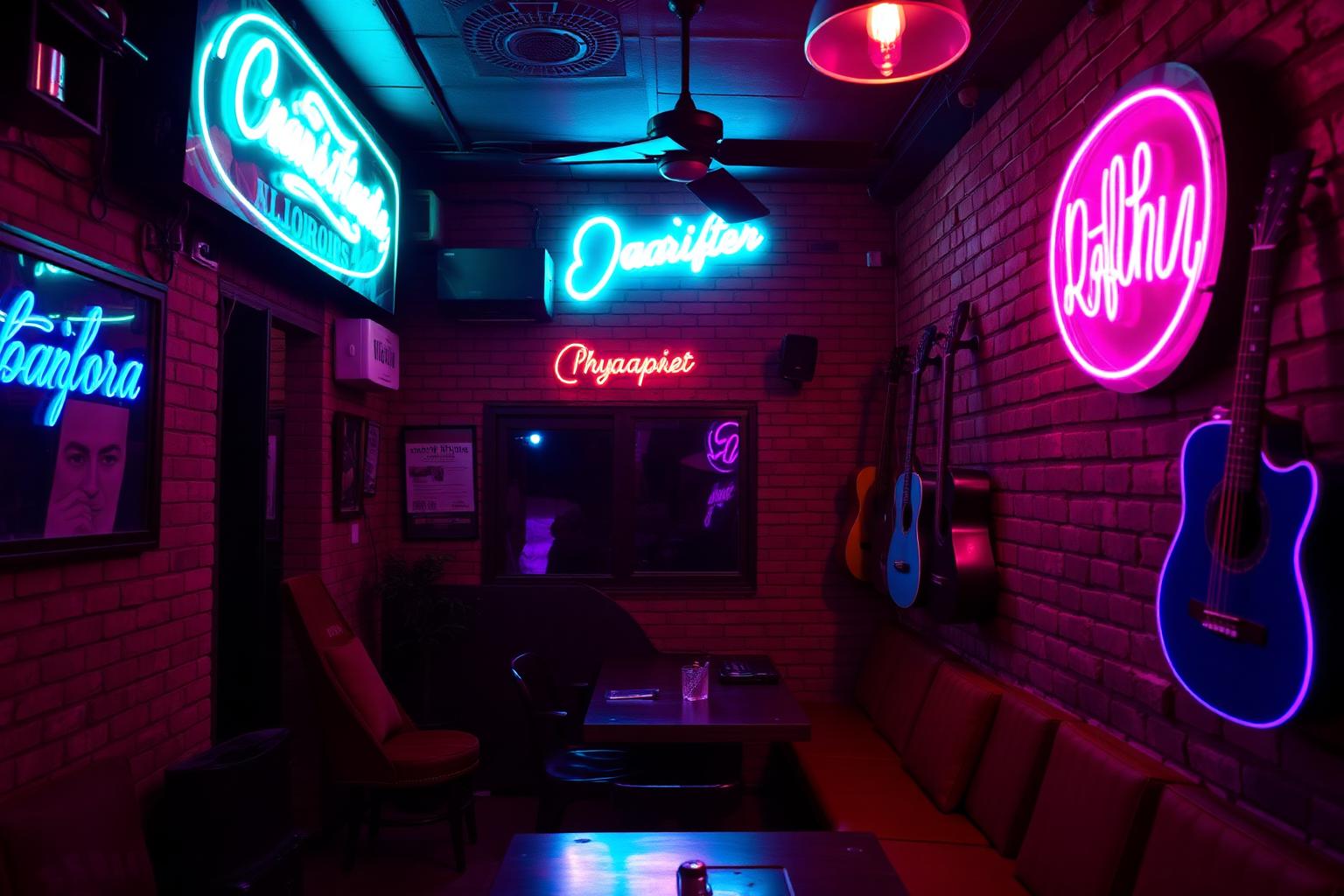 Music cafe in Ambamata Udaipur neon ambience